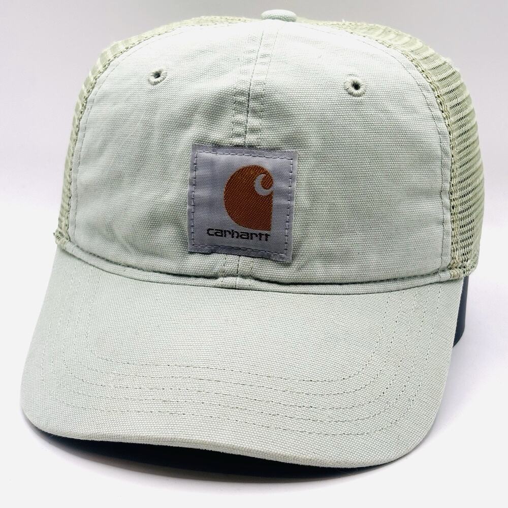 Women's Carhartt Snapback Trucker Hat Cap Light Green Unstructured Mesh Back